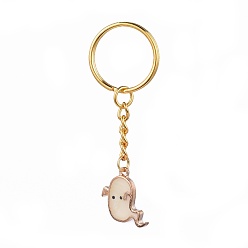 Blanc Halloween, porte-clés émail alliage, avec fermoir clé en fer, fantôme, or, blanc, 70mm