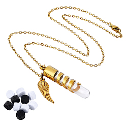 Oro 1pc wing 304 collares con colgante de urna de acero inoxidable para cenizas, Collares con frascos de vidrio para guardar cenizas, con 10piezas de alfombra de algodón perfumada, dorado, 21.77 pulgada (55.3 cm)