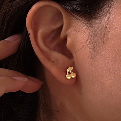 Золотой 304 серьги-гвоздики из нержавеющей стали в форме вишни, золотые, 8x7 мм