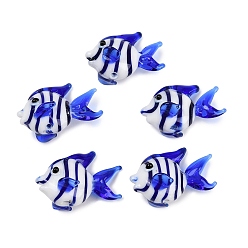 Синий Бусины лэмпворк , рыба, синие, 17~18x24~26x15~16 мм, отверстие : 1.1 мм
