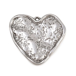 Нержавеющая Сталь Цвет Текстурированные 304 подвески из нержавеющей стали, шарма сердца, цвет нержавеющей стали, 22.5x24x2 мм, отверстие : 1.2 мм