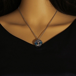 Платина Ожерелья из сплава с цепочкой из кабеля и дерева жизни для женщин, платина, 17.72 дюйм (45 см)