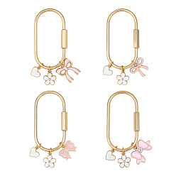 (52) Непрозрачная лаванда 4 латунные винтовые застежки, с подвесками из эмали и сплава , бантом, золотые, разноцветные, 80 мм