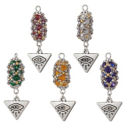 (52) Непрозрачная лаванда Стеклянные подвески, треугольник со сном, с 304 петлей из нержавеющей стали и подвесками из сплава, разноцветные, 40.5x16x8.5~9.5 мм, отверстие : 1.6 мм