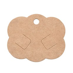 Цвет Древесины Пустые карточки для показа заколок для волос из крафт-бумаги, цветок, деревесиные, 5x6x0.05 см, отверстие : 6 мм