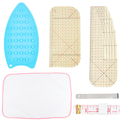 Mixed Color Hot Ironing Measuring Ruler Sets, with  Hot Ironing Measuring Ruler, Measurement Ruler Sewing Tool, Soft Tape Measure, Silicone Iron Rest Pad, Ironing Mat, Mixed Color, 7pcs/set