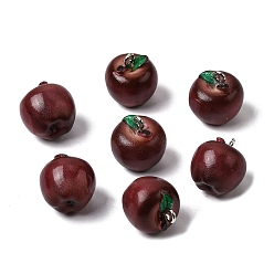 Яблоко Подвески из смолы с фруктовой тематикой, с железной платиной петлей, темно-красный, яблоко, 16.5~17.5x15~15.5 мм, отверстие : 2 мм