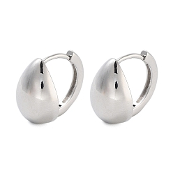 Платина Серьги-кольца из латуни с покрытием в форме слезы, без кадмия и без свинца, долговечный, платина, 13.5x15x10.5 мм