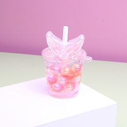 Бледно-Розовый Большие подвески из светящейся смолы в виде напитка, светящиеся в темноте подвески в виде рыбьего хвоста, розовый жемчуг, 54x42 мм