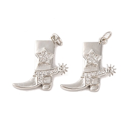 Платина Покрытие стойки латунь микропаве прозрачные подвески из кубического циркония, с целью перехода в кольце, долговечный, туфли/ботинки, платина, 20x18x2 мм