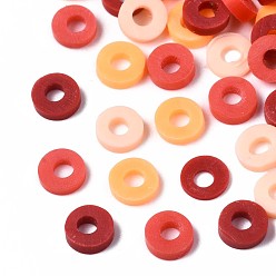 Couleur Mélangete Perles en fimo faits à la main, perles heishi, disque / plat rond, couleur mixte, 4x0.5~1.5mm, Trou: 1.5mm, environ66600 pcs / 1000 g