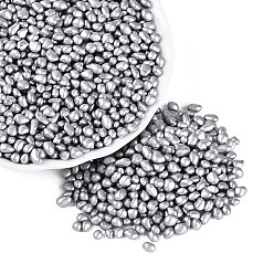 Light Grey Baking Paint Glass Seed Beads, No Hole Beads, Imitation Cobblestone, Light Grey, 1~8x1~5x1~4mm, about 6521pcs/Pound