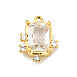 Прозрачный Прямоугольная стойка, покрытие из латуни, микро-паве, подвески из кубического циркония, долговечный, без кадмия и без свинца, реальный 18 k позолоченный, прозрачные, 14x10.5x5 мм, отверстие : 1.4 мм