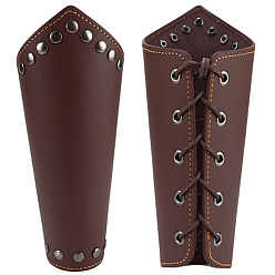 Coconut Brown Imitation Leather Wrap Wide Cord Bracelet with Wax Strap, Reto Cuff Wristband Arm Guard for Men Women, Coconut Brown, 8-1/2x9-5/8 inch(21.5x24.5cm)