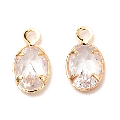 Прозрачный Латунь прелести циркония кубической, овальные, прозрачные, 9x4.5x2 мм, отверстие : 1 мм