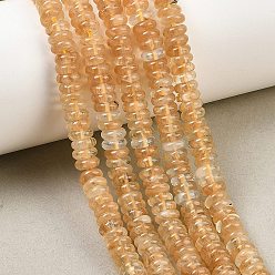 Yellow Hematoid Quartz Натуральные желтые гематоидные кварцевые бусины из золотистого целебного кварца, гладкая рондель, 4x2 мм, отверстие : 1 мм, около 166 шт / нитка, 14.96'' (38 см)