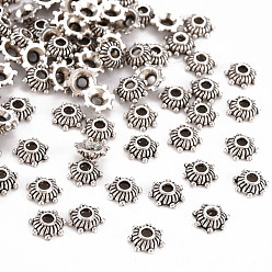 Antique Silver Tibetan Style Zinc Alloy Bead Caps, Cadmium Free & Lead Free, Antique Silver, 5x2mm, Hole: 1mm, about 10000pcs/1000g
