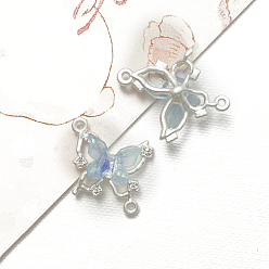 Светло-Голубой Подвески из платинового сплава в виде бабочки, с голограммой из смолы и смоляными стразами, для ювелирных украшений своими руками, Небесно-голубой, 14x15 мм
