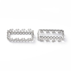 Platinum Brass Sew on Prong Settings, Filigree Open Back Claw Settings for Pointed Back Rhinestone, Rectangle, Platinum, Tray: 5x16mm, 17x6.5x5mm, Hole: 0.8mm