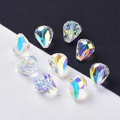 Clear AB Imitation Austrian Crystal Beads, Grade AAA, Faceted, Drop, Clear AB, 10x12mm, Hole: 0.9~1.5mm