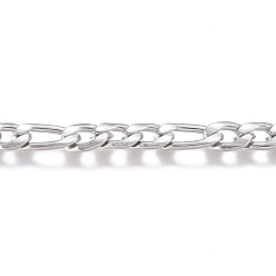 Stainless Steel Color Tarnish Resistant 201 Stainless Steel Chain, Figaro Chains, Unwelded, Stainless Steel Color, 6x3.5x1.2mm, 8x3x1mm