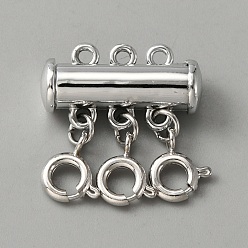 Платина 3-прядные магнитные скользящие застежки из сплава 6-отверстия, с застежками пружинного кольца, застежки для ожерелья, платина, 20x19x6.5 мм, отверстие : 1.5 мм