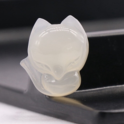 Natural Agate Natural White Agate Pendants, Fox Charms, 22~23x18~19mm