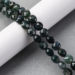 Мосс Агат Природные моховой агат бисер нитей, граненый ромб, плоско-круглые, 8~8.5x4.5~6.8 мм, отверстие : 0.8~1.2 мм, около 48~49 шт / нитка, 15.08~15.35 дюйм (38.3~39 см)