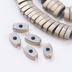 Antique Bronze Plated PVD Vacuum Plating Electroplate Non-magnetic Synthetic Hematite Beads Strands, Frosted, Grade A, Oval, Antique Bronze Plated, 7.5x4x2mm, Hole: 1mm, about 200pcs/strand, 15.9 inch(40.5cm)