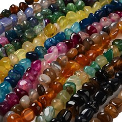Mixed Color Natural Agate Beads Strands, Dyed & Heated, Nuggets, Tumbled Stone, Mixed Color, 6.5~13x10~13x1.5~11mm, Hole: 1.6mm, about 22pcs/strand, 7.20~7.72''(18.3~19.6cm)