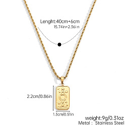 Luna 304 Collares con colgantes de cartas del tarot de acero inoxidable, real 18 k chapado en oro, luna, 15.75 pulgada (40 cm)