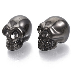 Black Electroplate K9 Glass Display Decorations, Skull, for Halloween, Black, 21.5x18.5x27mm