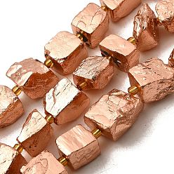 Гальванический Розовый Золотой Цепочки из натурального пирита с гальваническим покрытием, самородки, с бисером, покрытием из розового золота, 13~20x11~16x11~15 мм, отверстие : 1.6 мм, около 10 шт / нитка, 7.48~7.87'' (19~20 см)