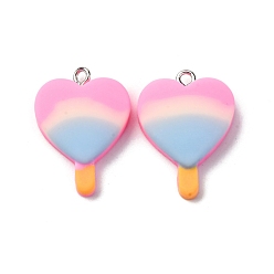 Фламинго Подвески из смолы, сердечные леденцы прелести, с платиново-железными петлями, фламинго, 25.5x18.5x5.5 мм, отверстие : 2 мм