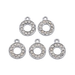 Letter O Подвески из сплава , с кристально горный хрусталь, платина, без кадмия и без свинца, алфавит, letter.o, 17.5x14x2 мм, отверстие : 1.8 мм