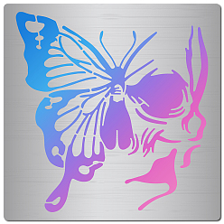 Бабочка Трафареты для штампов из нержавеющей стали, для diy scrapbooking / фотоальбом, декоративная тисняющая бумажная карточка, матовый цвет нержавеющей стали, бабочка, 160x160x0.5 мм