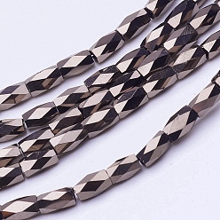 (405) Непрозрачный AB вишня Гальванизируйте прозрачное стекло бисер нитей, полное покрытие, граненые, колонка, с черным покрытием, 5x3 мм, отверстие : 0.5 мм, около 90 шт / нитка, 17.5 дюйм