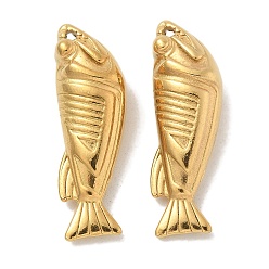 Настоящее золото 18K Ионное покрытие (ip) 304 подвески из нержавеющей стали, очарование рыбы, реальный 18 k позолоченный, 27.5x9x6.5 мм, отверстие : 1.2 мм