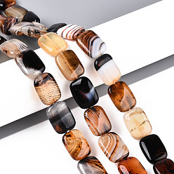 Сиена Природный агат бисер нитей, окрашенные, прямоугольные, цвет охры, 17~19x13~14x5~6.5 мм, отверстие : 1 мм, около 22 шт / нитка, 15.55~15.75 дюйм (39.5~40 см)