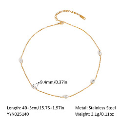 Horse Eye 304 Женские ожерелья из нержавеющей стали с кристаллами и стразами, реальный 18 k позолоченный, лошадиный глаз , 15.75 дюйм (40 см)