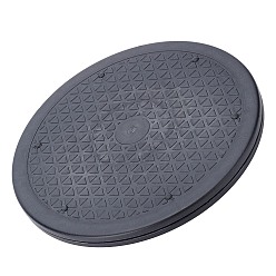 Black Plastic Lazy Susan Bearing Turntable, Flat Round, Black, 25.5x1.9cm
