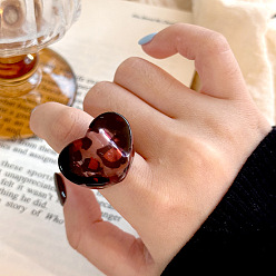 Кокосово-Коричневый Кольца из смолы с леопардовым принтом в форме сердца, внутренний диаметр: 18 мм