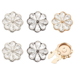 Mixed Color 6Pcs 3 Colors Zinc Alloy Cufflinks, with Rhinestone, Mixed Color, 20x8.5mm, Hole: 13mm, 2pcs/color