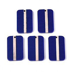 Полуночно-синий Кулоны из непрозрачной смолы и дерева, прямоугольные, темно-синий, 32.2~32.7x20.2x3.1~3.8 мм, отверстие : 2 мм