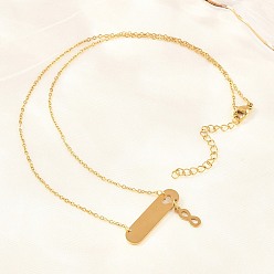 Золотой 304 Длинное овальное ожерелье из нержавеющей стали с подвеской в виде знака бесконечности, ионное покрытие (ip), долговечный, золотые, 19.09 дюйм (48.5 см)