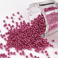 Camellia 11/0 Grade A Round Glass Seed Beads, Dyed, Camellia, 2.3x1.5mm, Hole: 1mm, about 48500pcs/pound