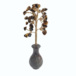 Тигровый глаз Натуральные чипсы из тигрового глаза, украшения «Древо жизни», с медной проволокой фэн-шуй энергетический камень подарок для женщин мужчин медитация, 130 мм