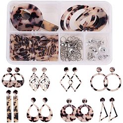 Античный Белый DIY серьги решений, с подвесками из ацетата целлюлозы (смолы), 304 фурнитура из нержавеющей стали для серег, латунные гайки и железные переходные кольца, старинный белый
