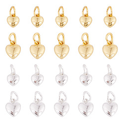Золотой & Серебряный 20 шт 4 стили подвески из сплава, с целью перехода в кольце, сердце прелести, стойки покрытие, долговечный, золотой и серебряный, 8~10.5x6.5~7.5x4~4.5 мм, отверстие : 4 мм, 5 шт / стиль