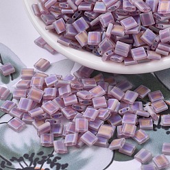 (TL142FR) Matte Transparent Smoky Amethyst AB MIYUKI TILA Beads, Japanese Seed Beads, 2-Hole, (TL142FR) Matte Transparent Smoky Amethyst AB, 5x5x1.9mm, Hole: 0.8mm, about 1180pcs/100g